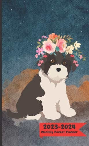 2023 2024 Monthly Pocket Planner Cute Labradoodle 2 Year Calendar  - Labradoodle Vaccination Schedule
