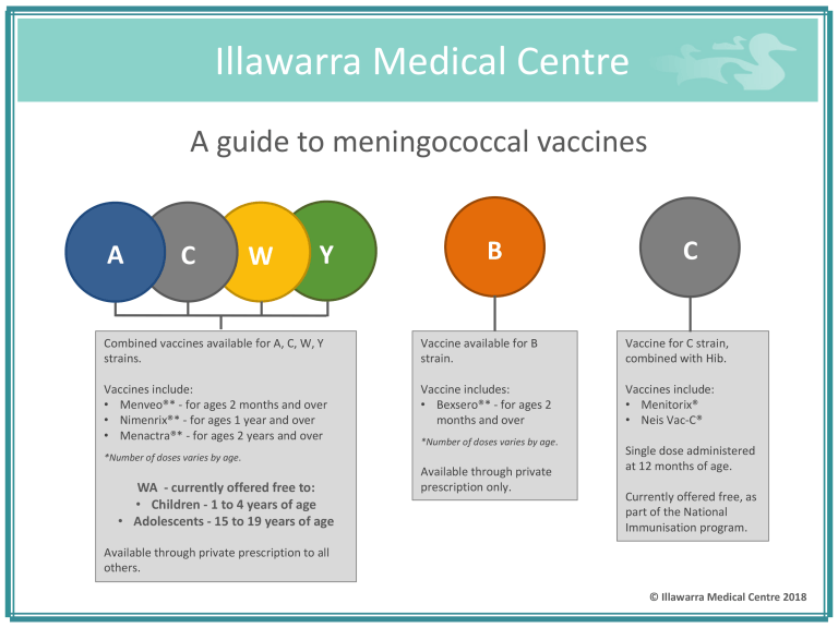 Useful Guide To Meningococcal Vaccines Illawarra Medical Centre - Meningococcal Vaccine Schedule Philippines