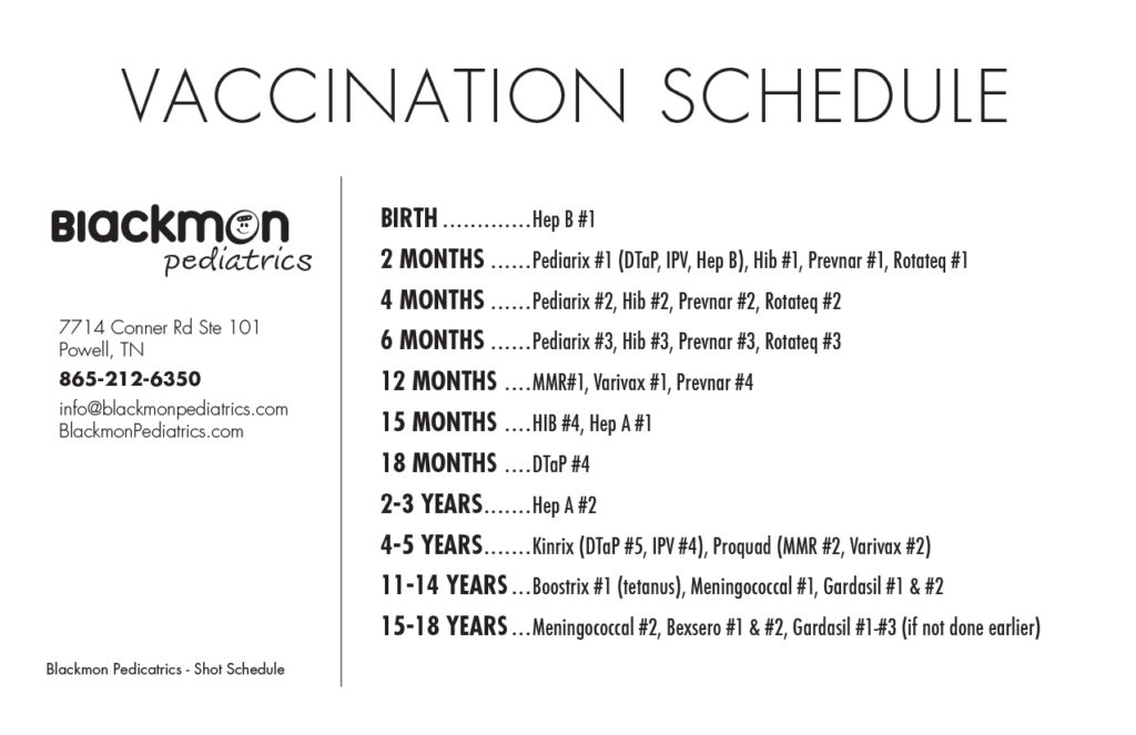 Vaccination Schedule Blackmon Pediatrics - Gardasil Vaccine 3 Dose Schedule